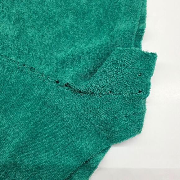 VTG Terry Cloth Romper Shorts 70s Women Medium Green Stripe Distress READ - Picture 9 of 14